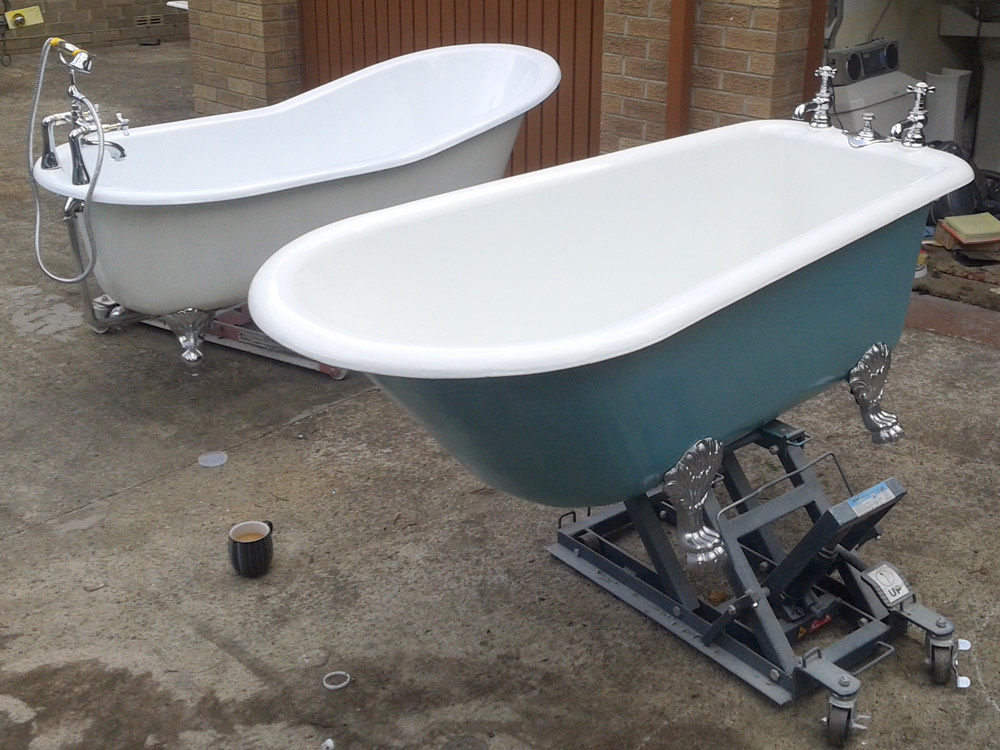 Reclaimed roll top bath restoration